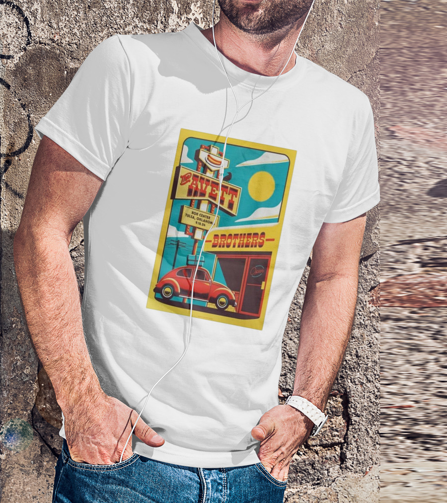 The Avett Brothers BOK Center Tulsa September 18 2024 Retro Car And Sign T-Shirt