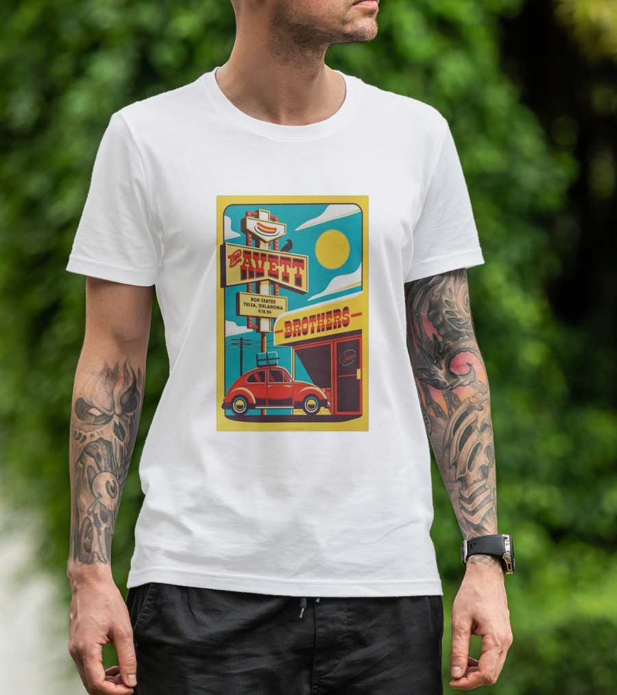 The Avett Brothers BOK Center Tulsa September 18 2024 Retro Car And Sign T-Shirt