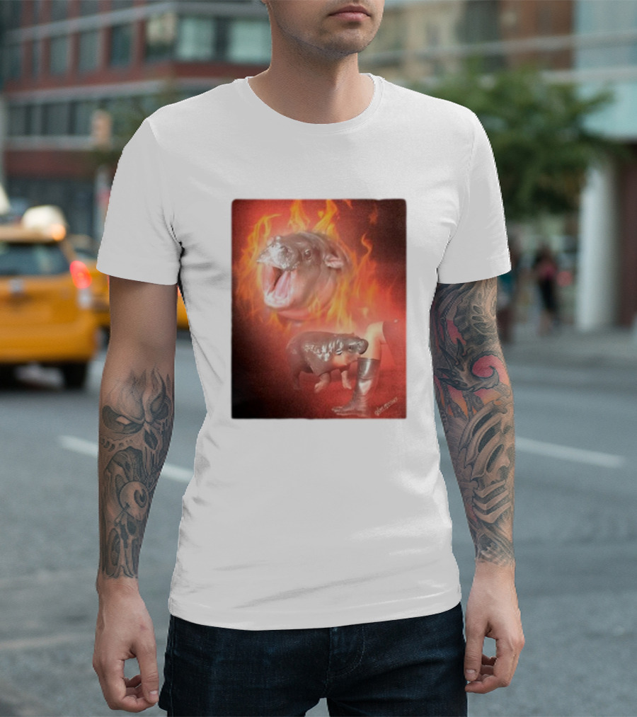Twaniimals Moo Deng Mood Hippos on Fire T-Shirt