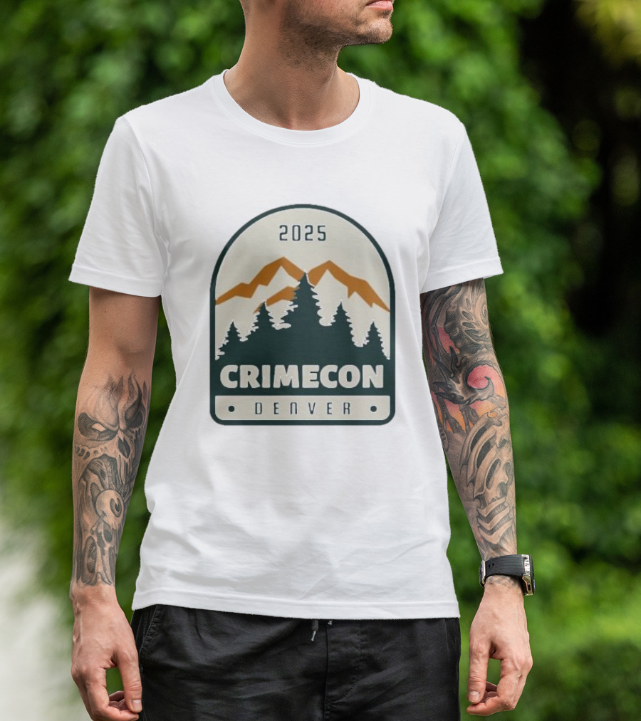 2025 Crimecon Denver Colorado Mountain Forest Badge T-Shirt