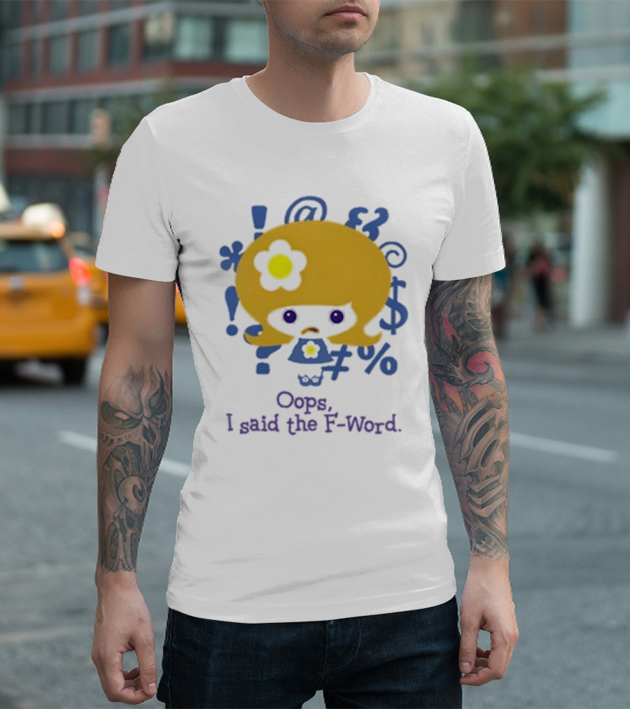 Aaron Rare Oops I Said The F-Word Cute Character with Symbols T-Shirt