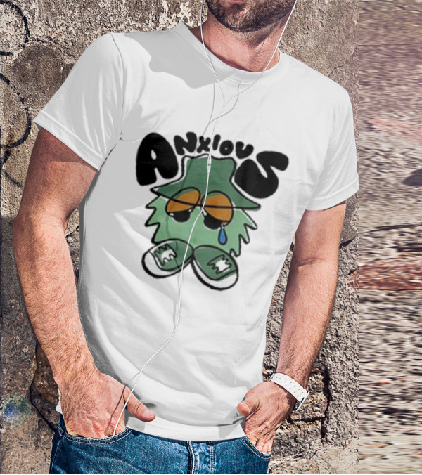 Anxious Fuzzball Green Teardrop Sneaker Character T-Shirt
