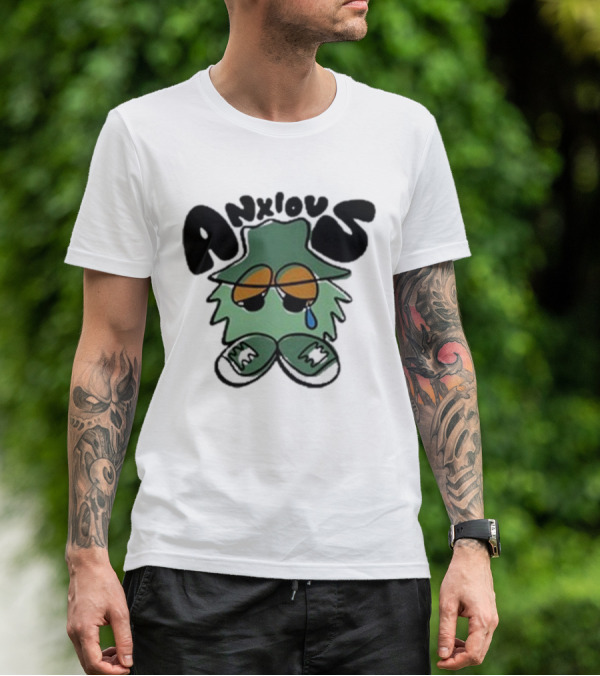 Anxious Fuzzball Green Teardrop Sneaker Character T-Shirt