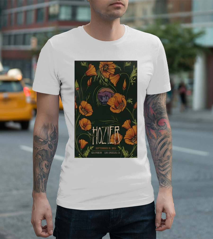Hozier Kia Forum Los Angeles September 18 2024 Concert with Floral T-Shirt
