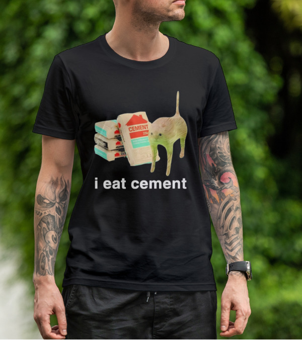 I Eat Cement Cursed Cat With Cement Bags T-Shirt