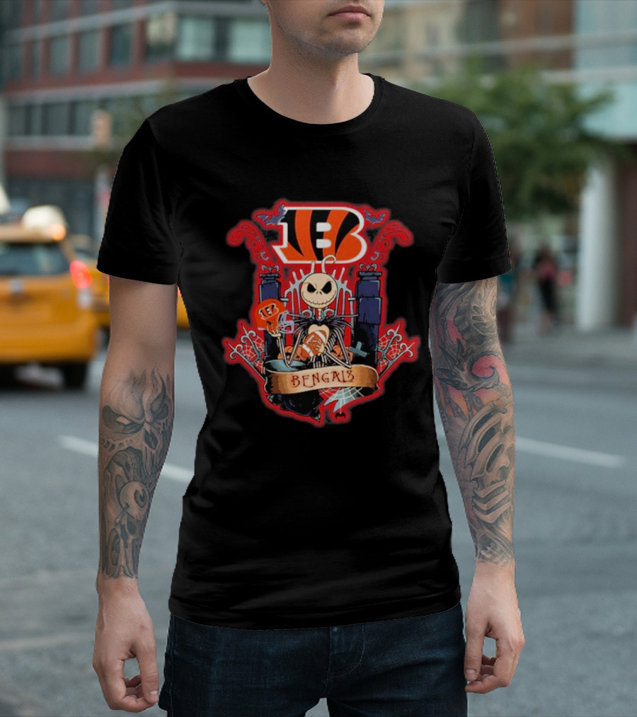 Jack Skellington Bengals Halloween Football Fan T-Shirt