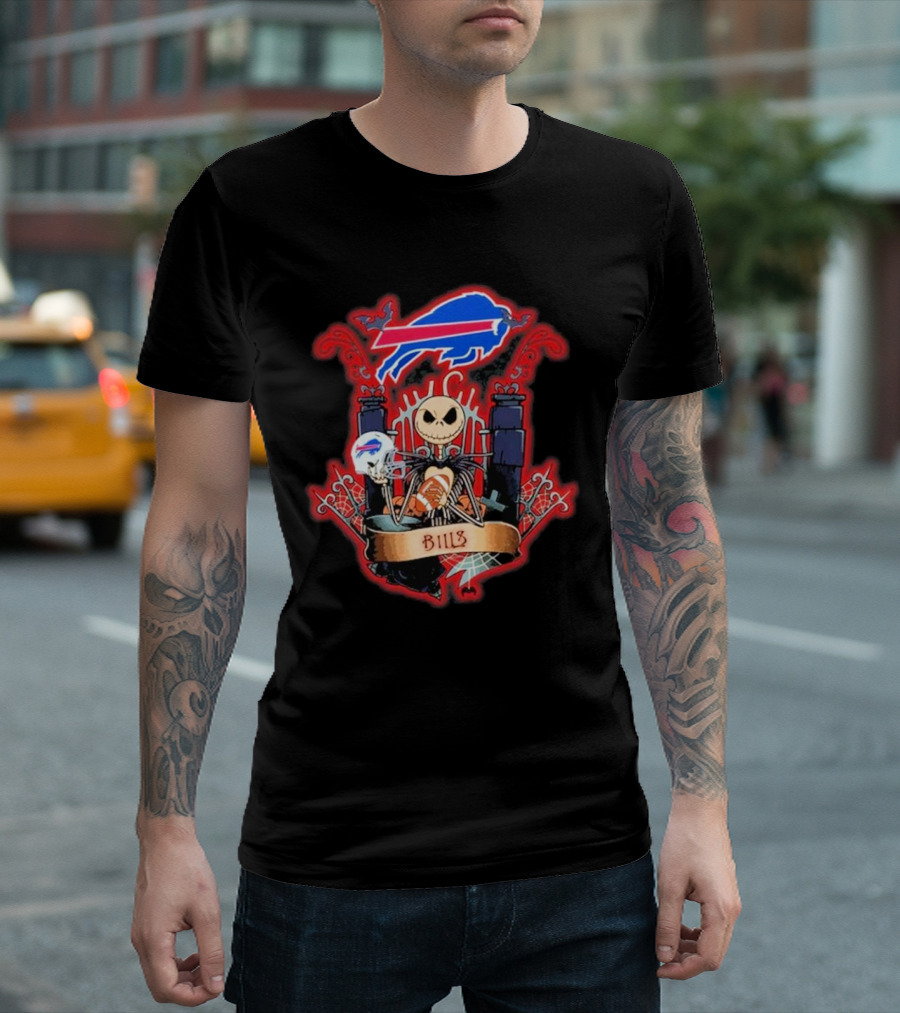 Jack Skellington Buffalo Bills Halloween Football Fan T-Shirt