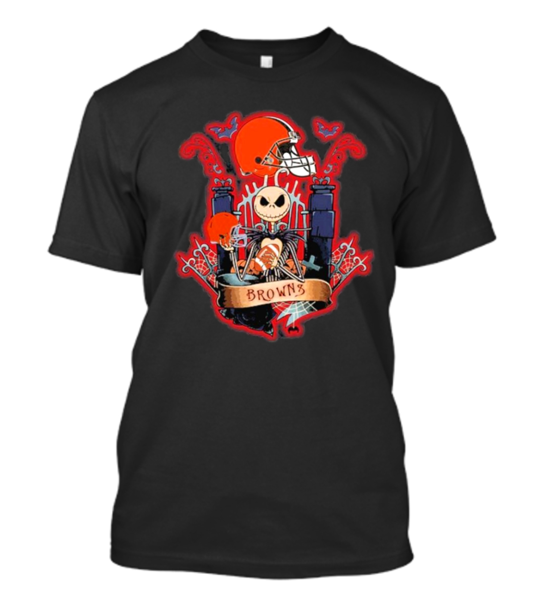 Jack Skellington Browns Football Halloween Helmet Gothic T-Shirt