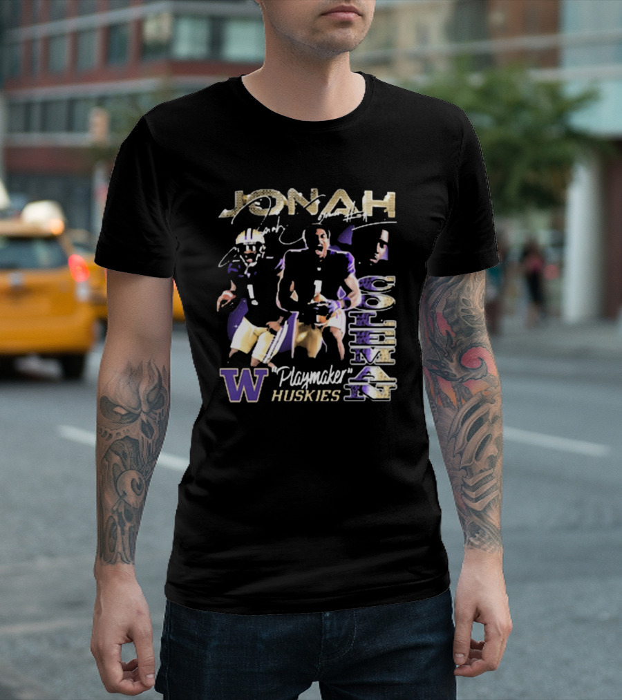 Jonah Coleman Washington Huskies Playmaker 90s Retro Signature W Huskies T-Shirt