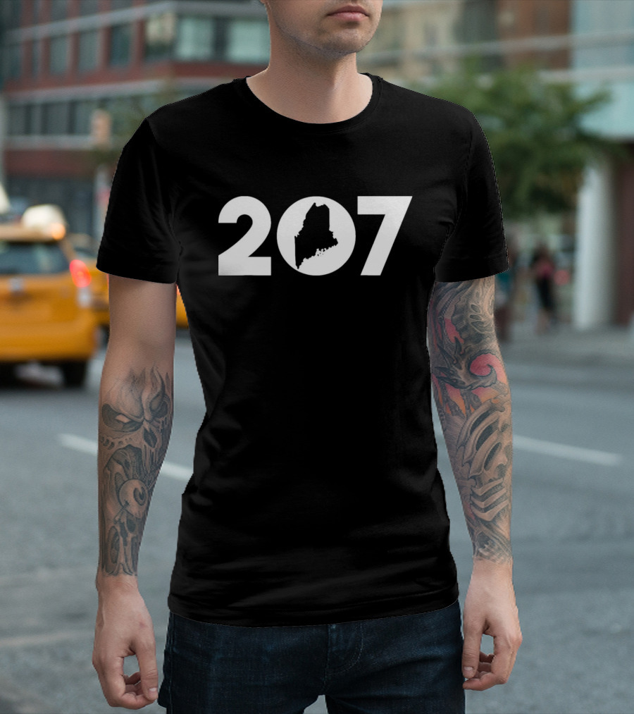 207 Maine Map Inside Area Code Pride T-Shirt