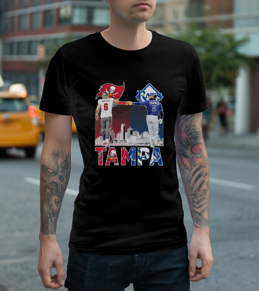Mayfield 6 Buccaneers Franco 5 Rays Tampa City Collaboration T-Shirt