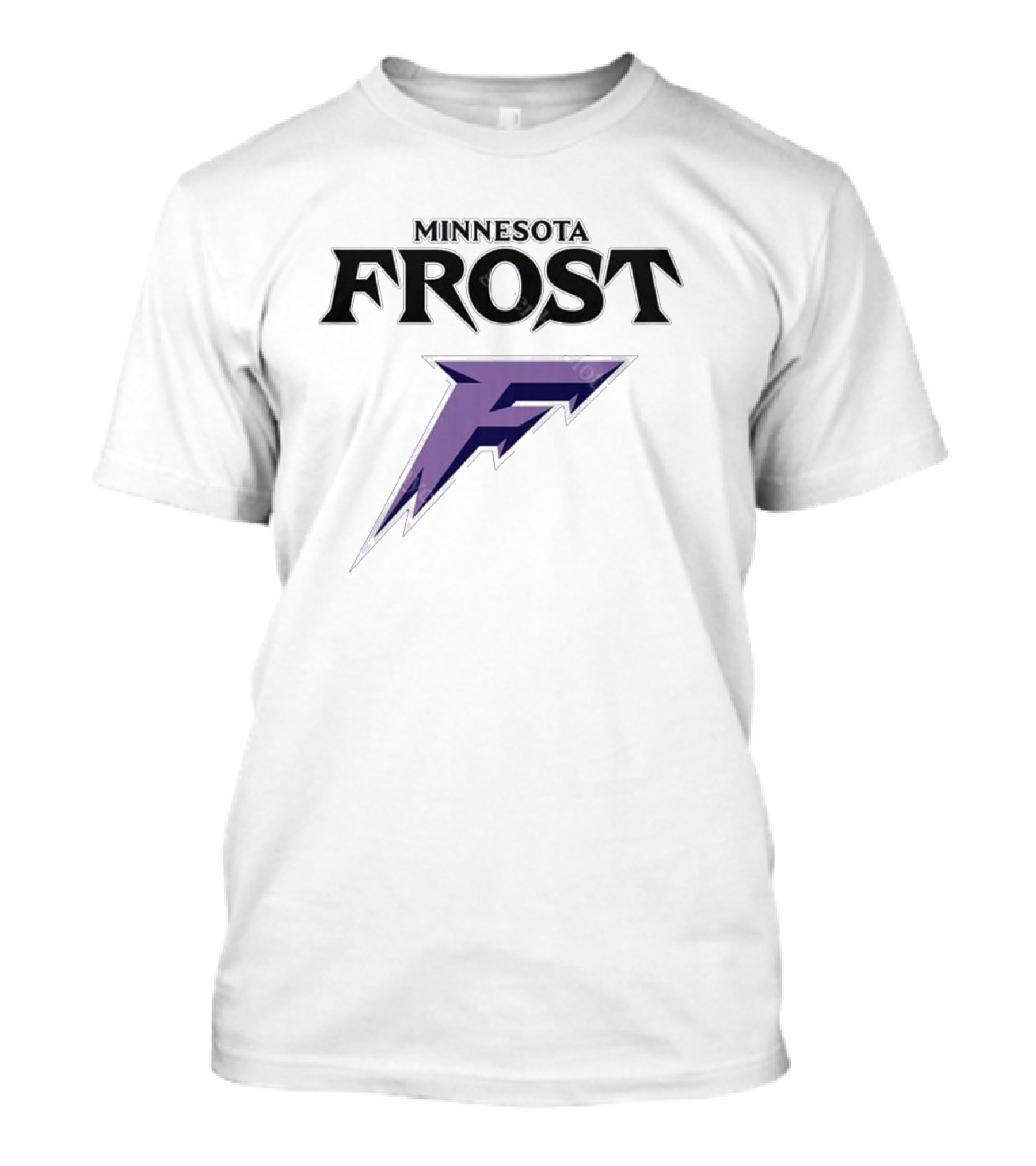 Minnesota Frost 2024 F Logo Purple Lightning T-Shirt