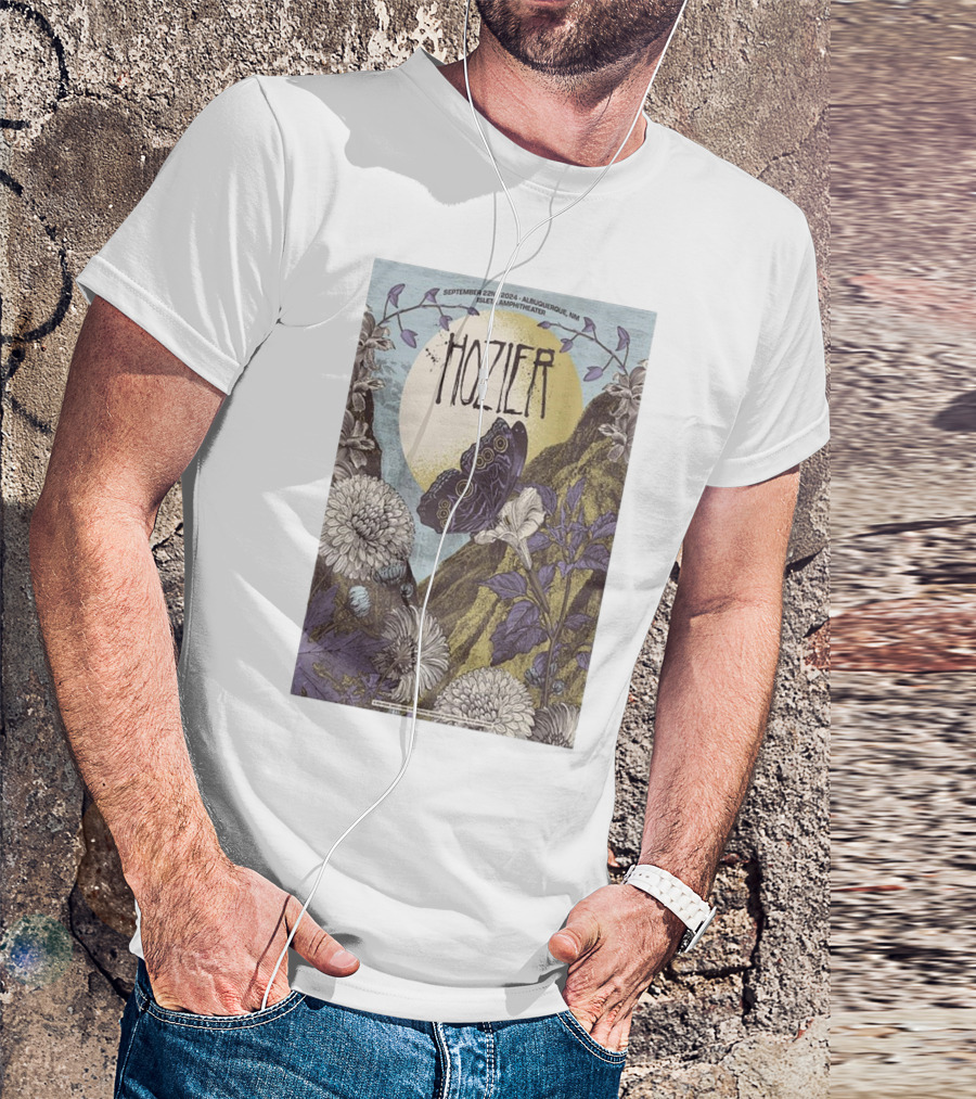 Hozier September 22 2024 Isleta Amphitheater Albuquerque Butterfly And Floral T-Shirt