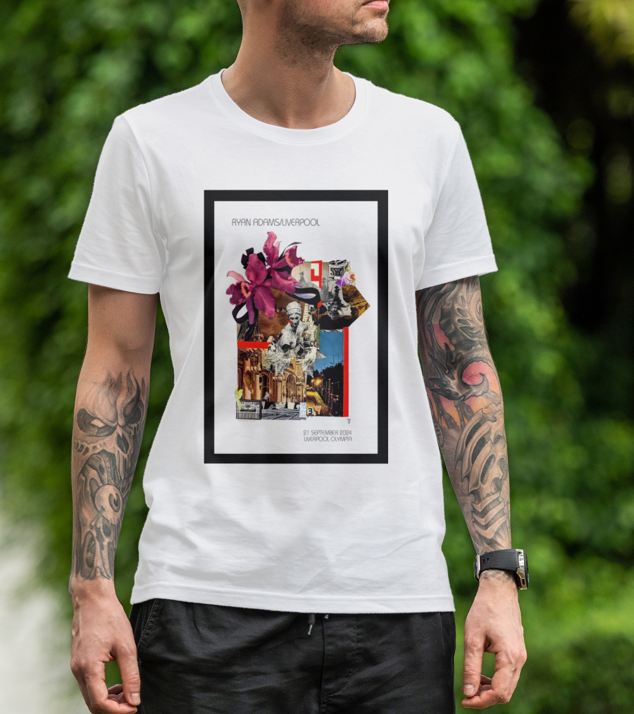 Ryan Adams Liverpool 21 September 2024 Liverpool Olympia Poster Flowers And Collage T-Shirt