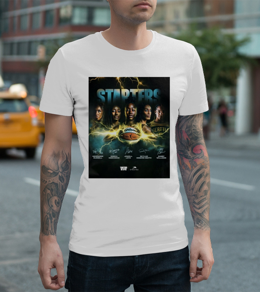 Starters Jewell Loyd Nneka Ogwumike Mercedes Russell Skylar Diggins-Smith Gabby Williams Seattle Five Signatures T-Shirt