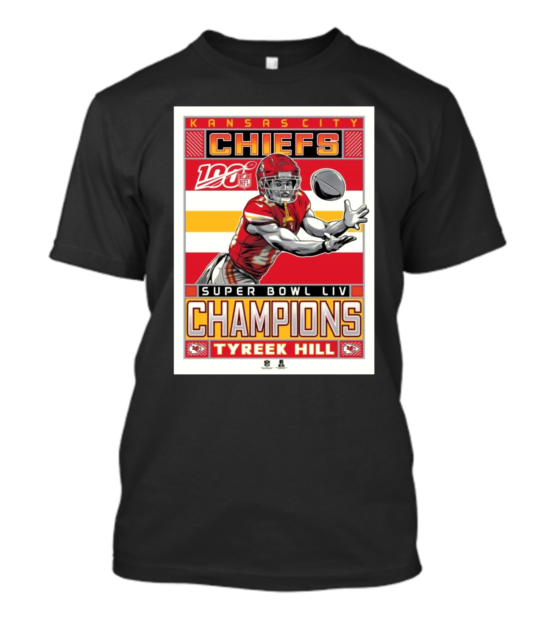 Kansas City Chiefs Super Bowl LIV Champions Tyreek Hill NFL 100 T-Shirt