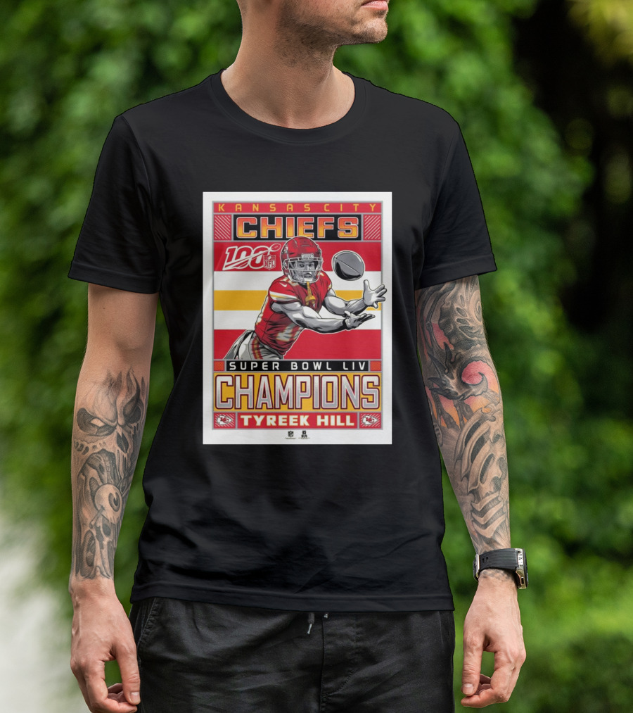Kansas City Chiefs Super Bowl LIV Champions Tyreek Hill NFL 100 T-Shirt