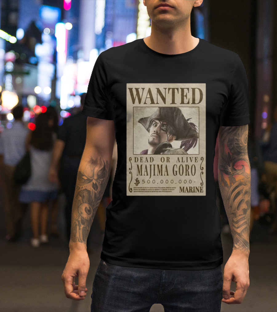 Wanted Poster Dead Or Alive Majima Goro Marine 500,000,000 T-Shirt