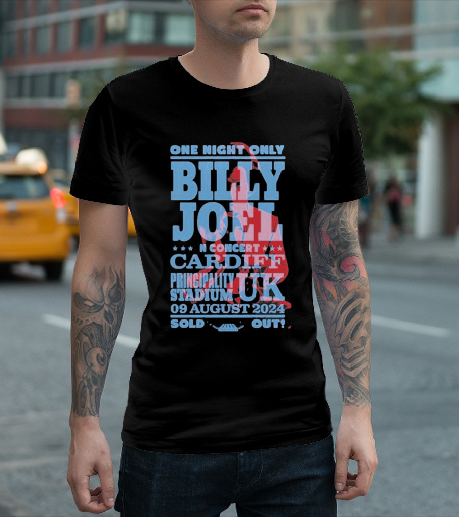 One Night Only Billy Joel in Concert Cardiff Principality Stadium UK 09 August 2024 Sold Out T-Shirt