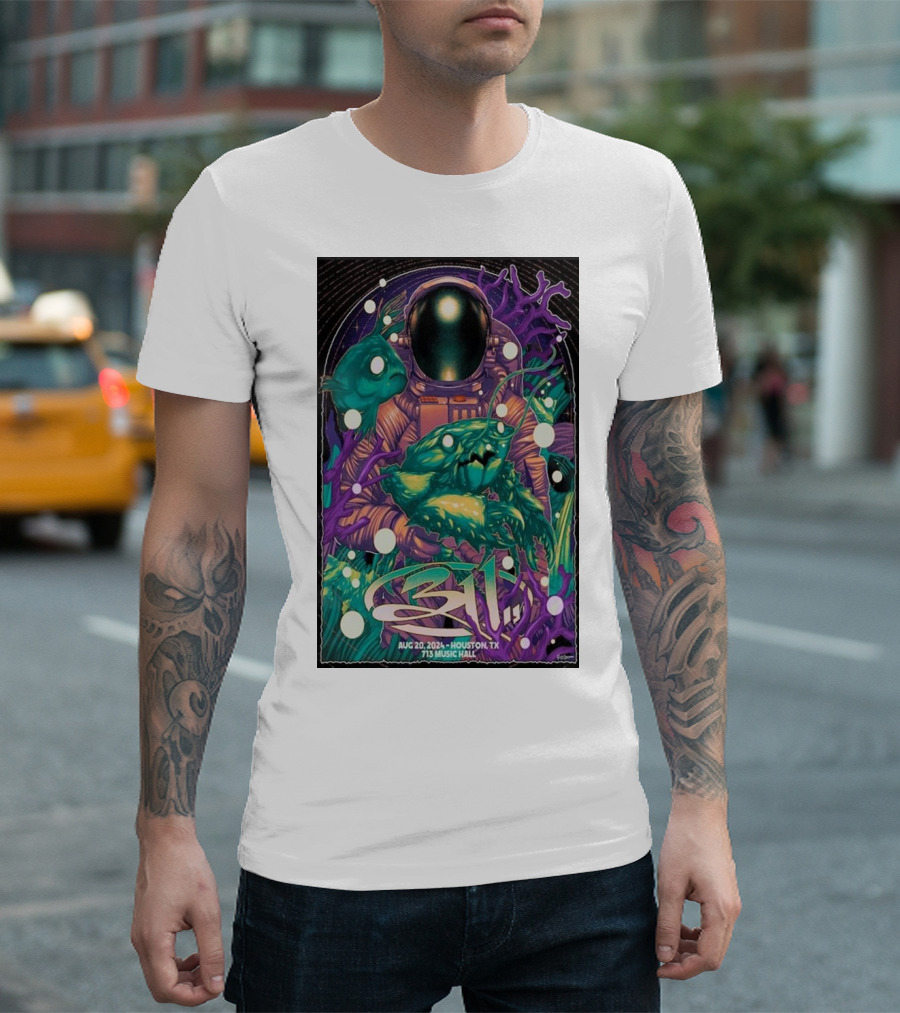 311 Astronaut Art Aug 20 2024 713 Music Hall Houston TX Tour T-Shirt