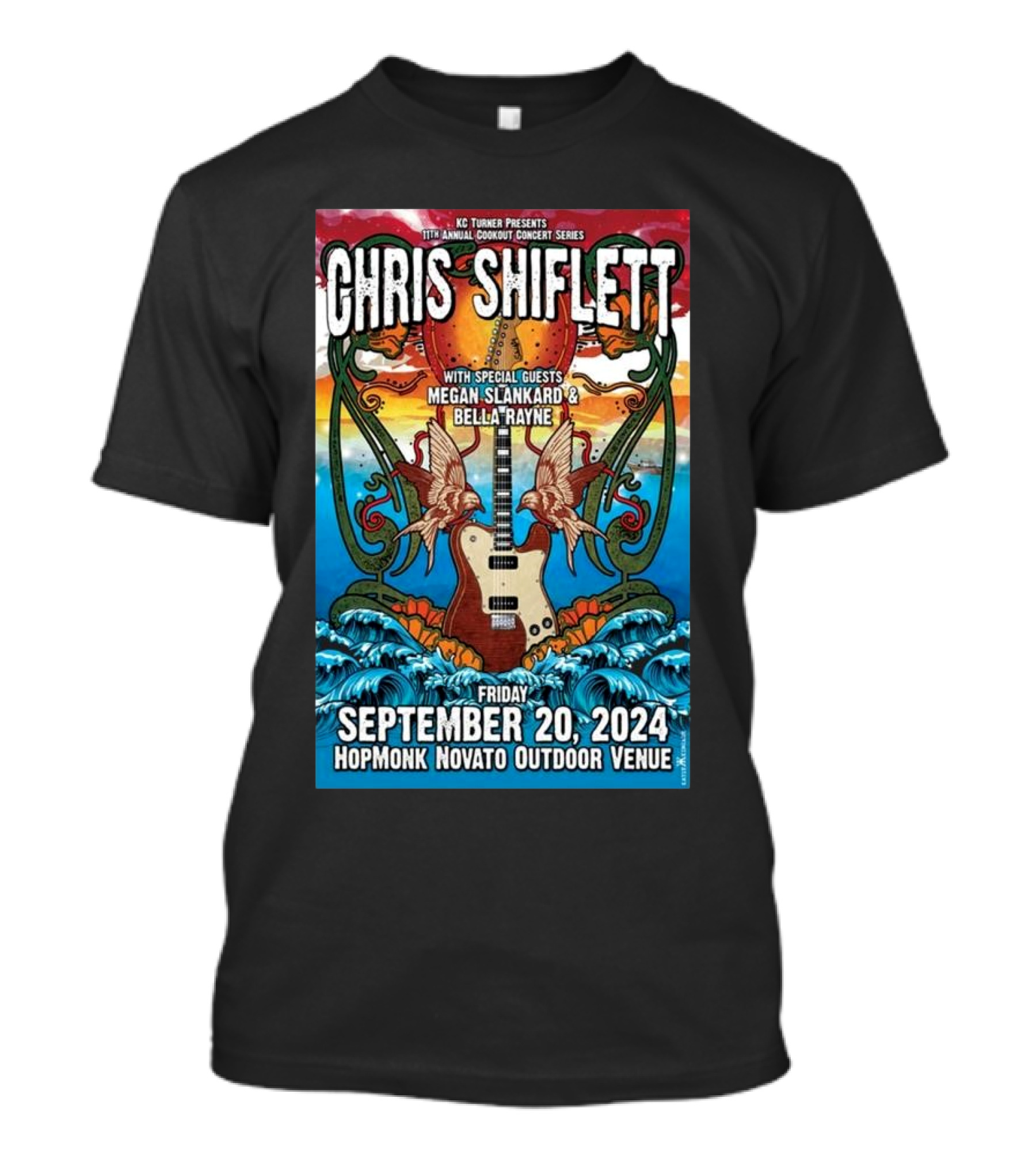 Chris Shiflett With Special Guests Megan Slankard And Bella + Rayne Live At HopMonk Novato Outdoor Venue September 20 2024 Concert T-Shirt