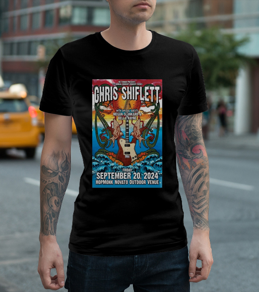 Chris Shiflett With Special Guests Megan Slankard And Bella + Rayne Live At HopMonk Novato Outdoor Venue September 20 2024 Concert T-Shirt