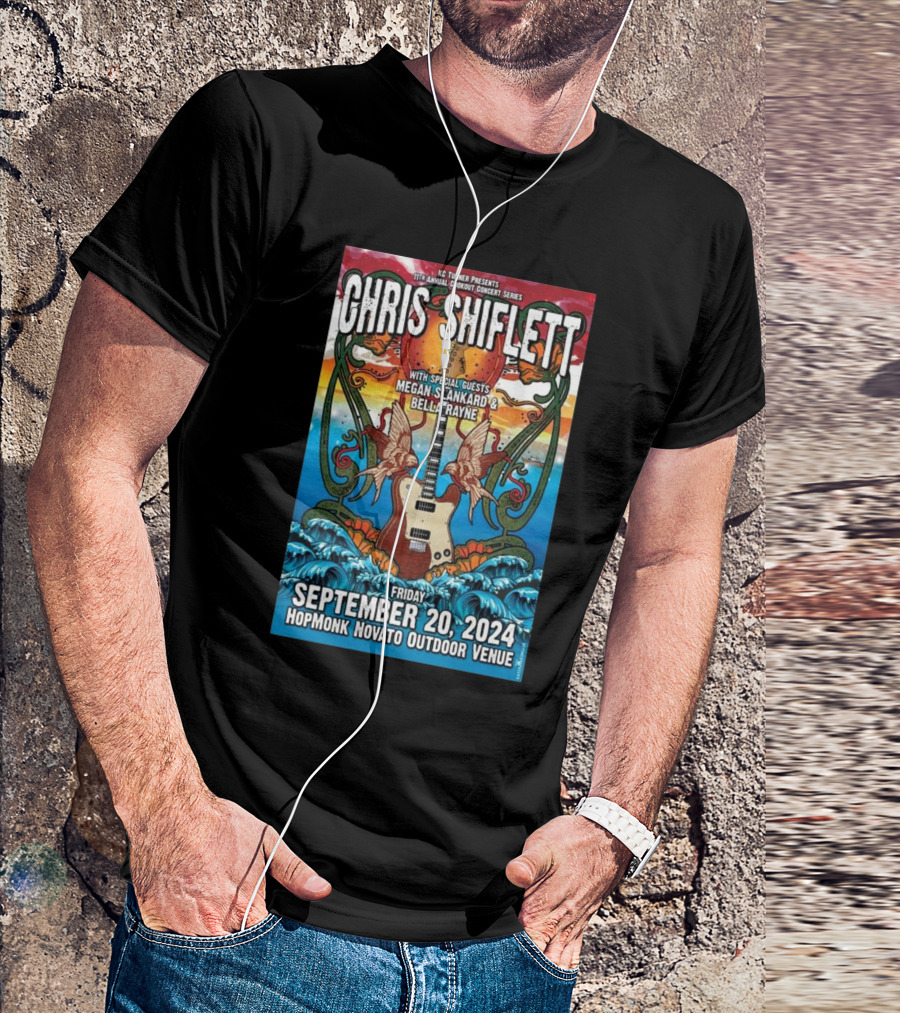Chris Shiflett With Special Guests Megan Slankard And Bella + Rayne Live At HopMonk Novato Outdoor Venue September 20 2024 Concert T-Shirt