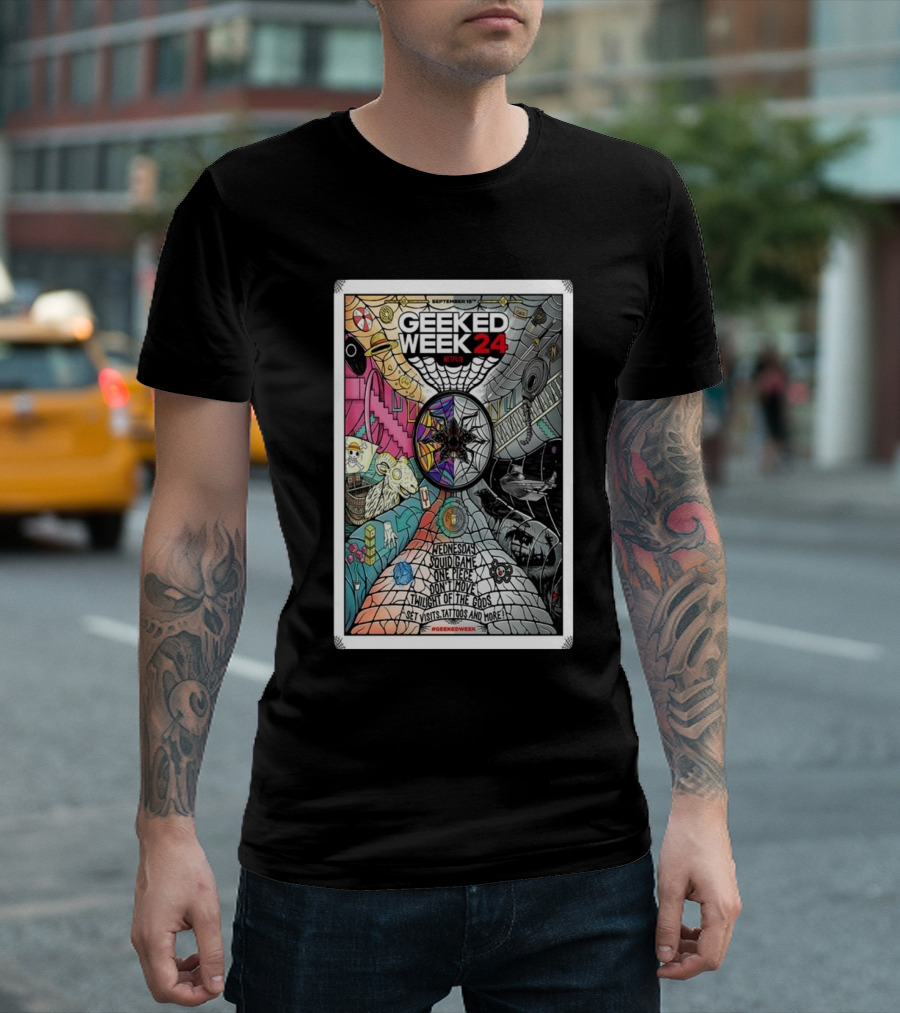 Geeked Week 24 Netflix September 18 2024 Wednesday Squid Game One Piece Stranger Things Masters Of The Universe Tomb Raider Zack Snyder's Space Opera Illuminated T-Shirt