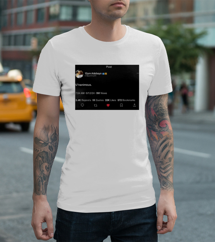 13Am Adebayo U’nanimous Post Bam1of1 9M Views 33K Likes T-Shirt