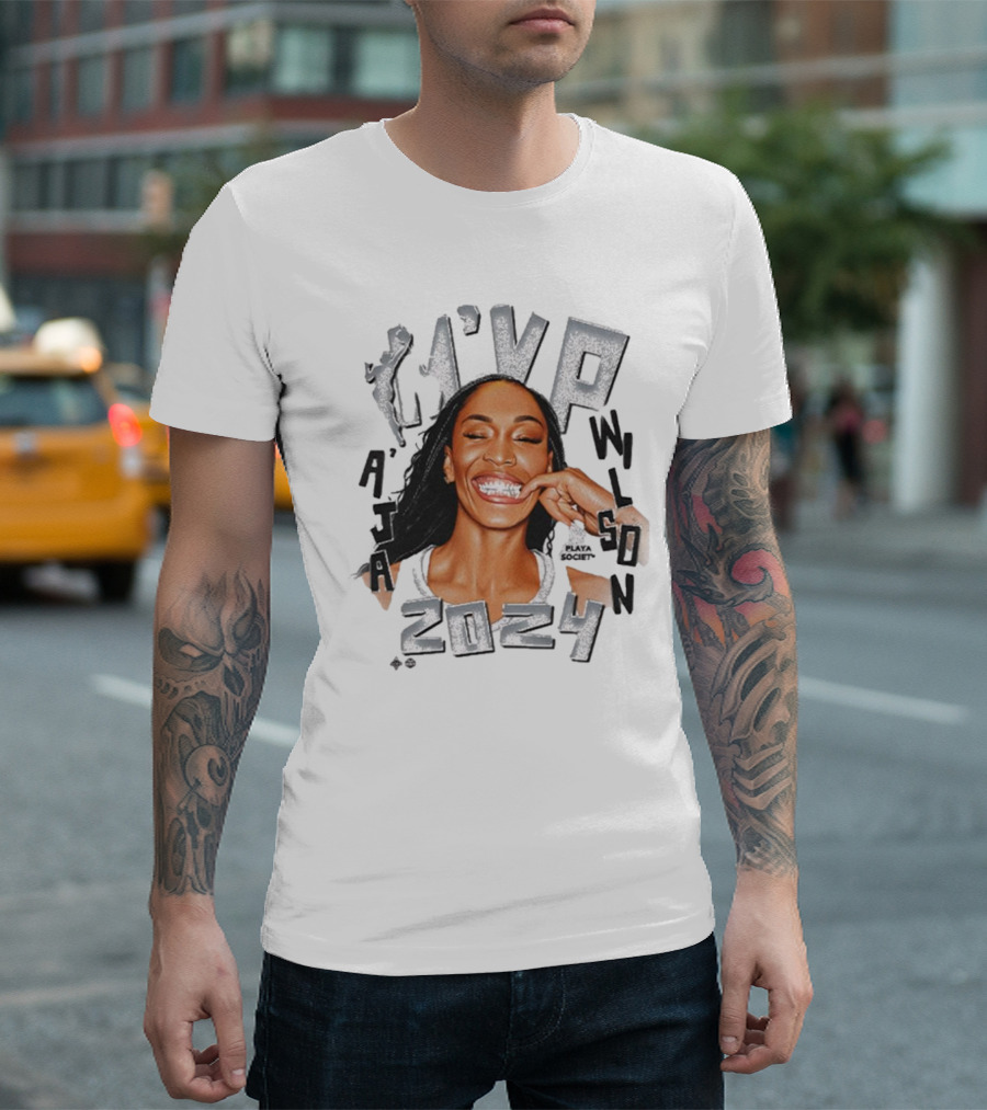 A’ja Wilson 2024 MVP Las Vegas Aces Playa Society WNBA T-Shirt