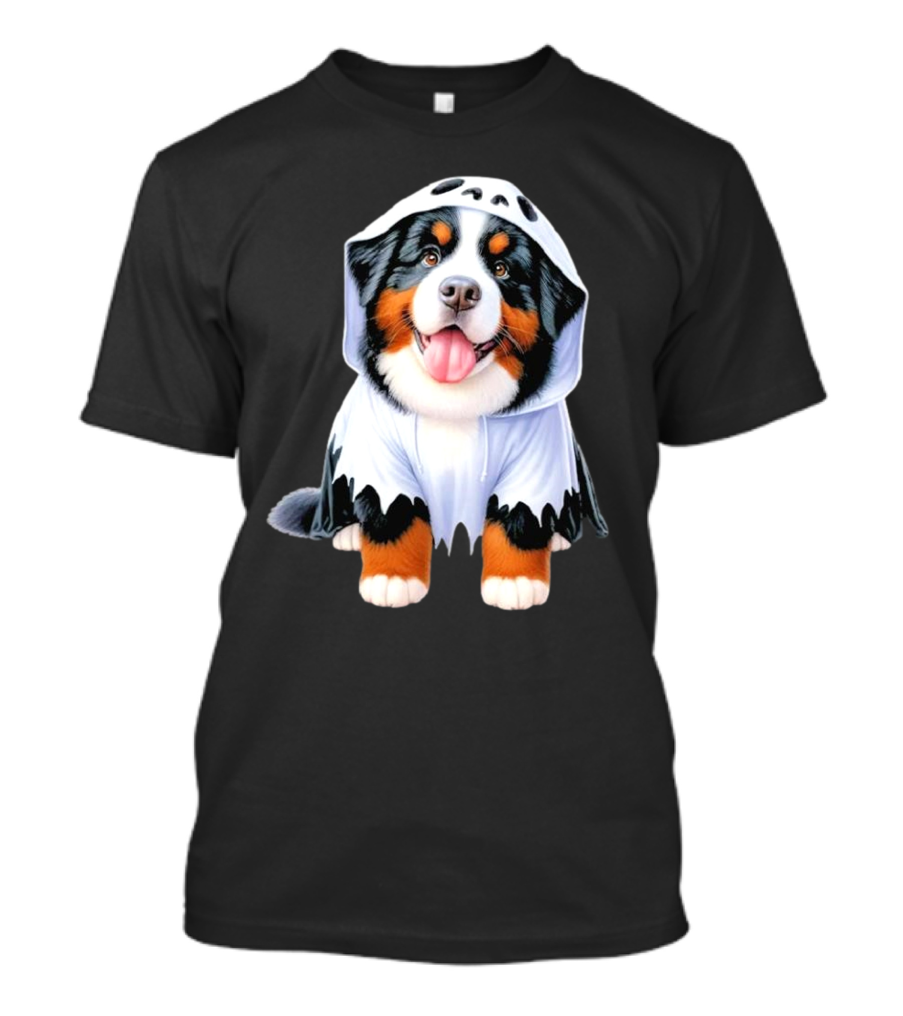 Bernese Mountain Dog Puppy In Ghost Costume For Halloween T-Shirt