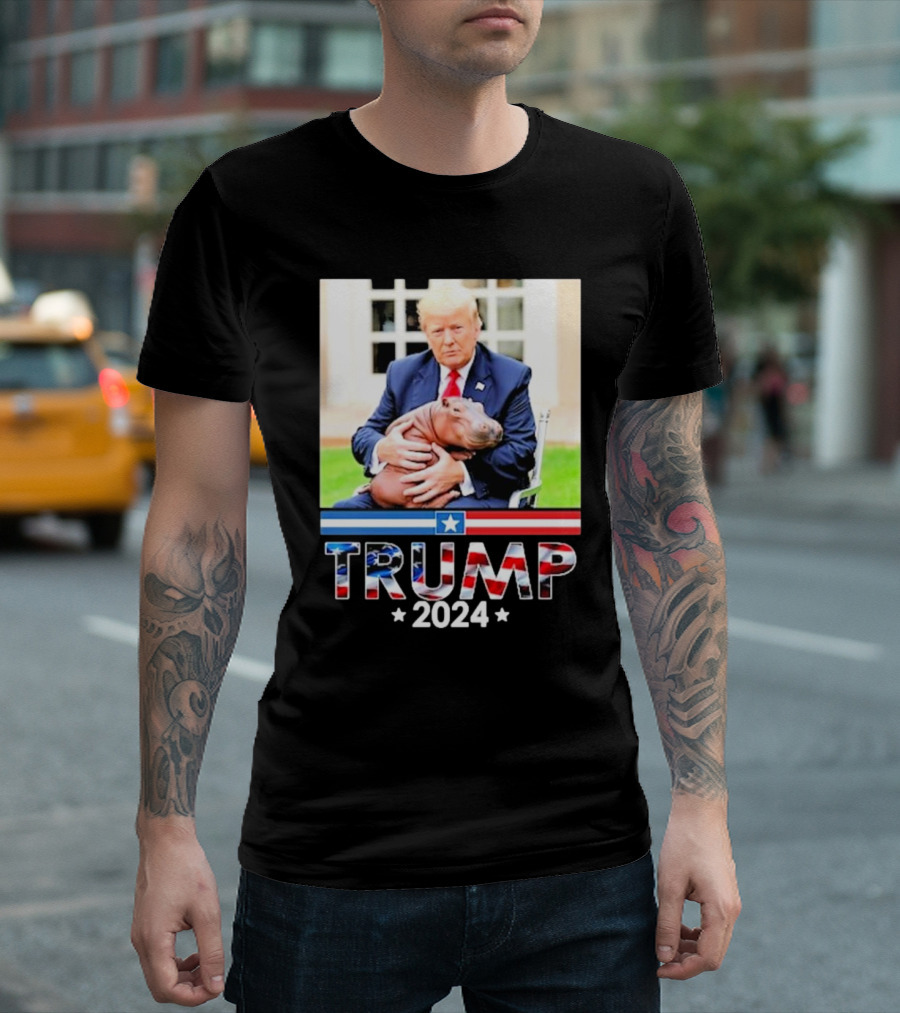 TRUMP 2024 Cute Baby Pygmy Hippo Moo Deng Pets T-Shirt