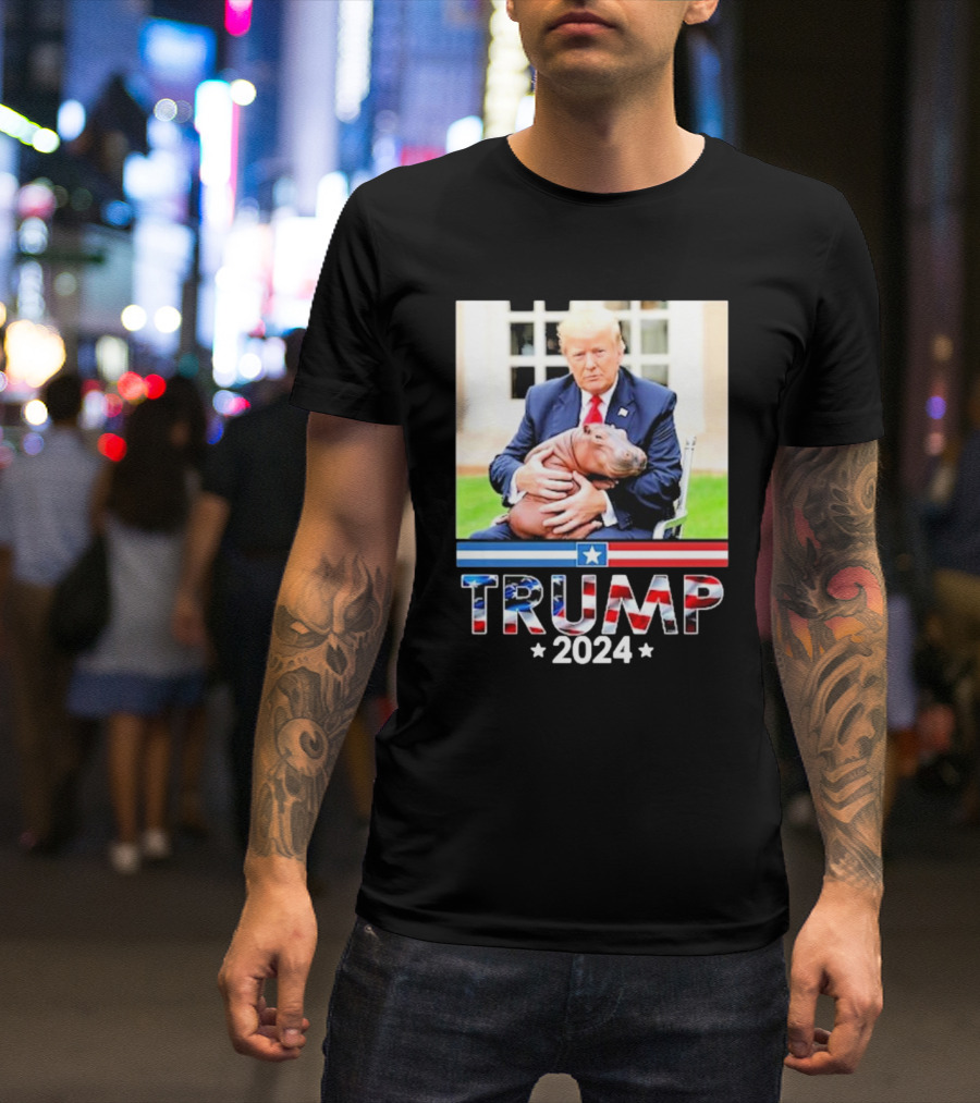 TRUMP 2024 Cute Baby Pygmy Hippo Moo Deng Pets T-Shirt