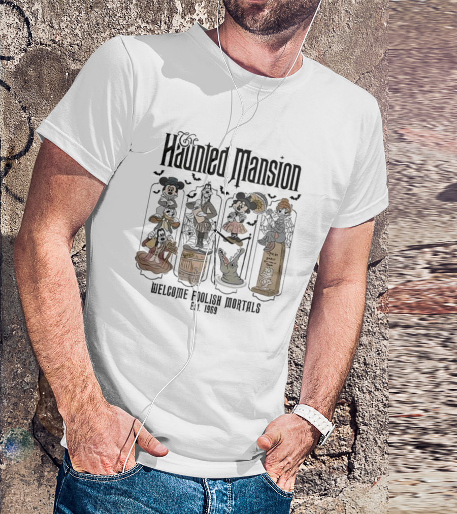 The Haunted Mansion Welcome Foolish Mortals Mickey Halloween Est. 1969 T-Shirt