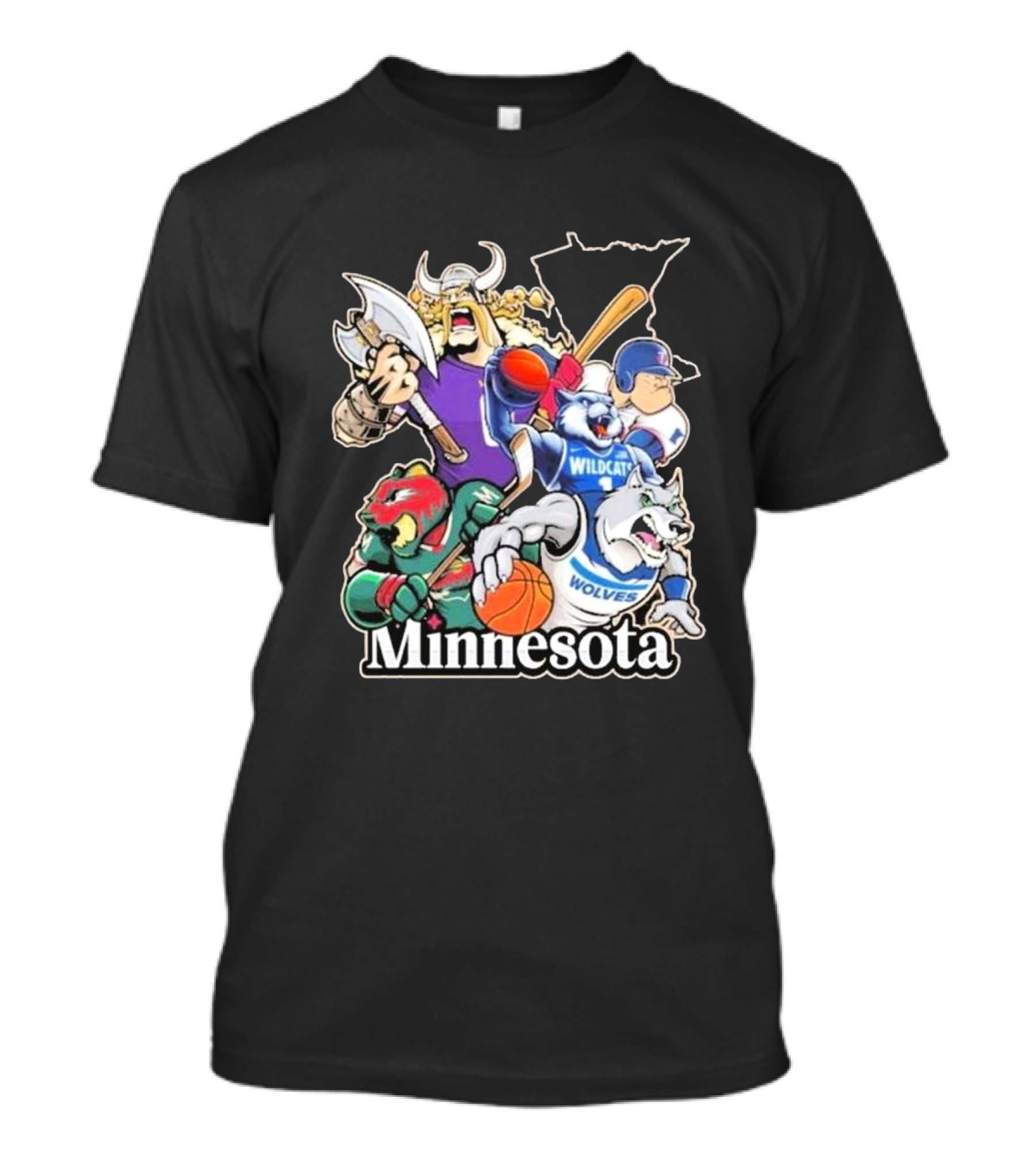Minnesota Vikings Wildcat Wolves Sports Teams Mascots Vintage T-Shirt