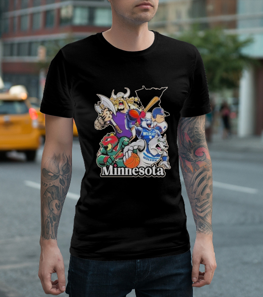 Minnesota Vikings Wildcat Wolves Sports Teams Mascots Vintage T-Shirt