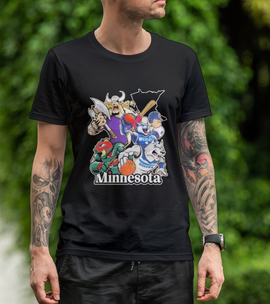 Minnesota Vikings Wildcat Wolves Sports Teams Mascots Vintage T-Shirt