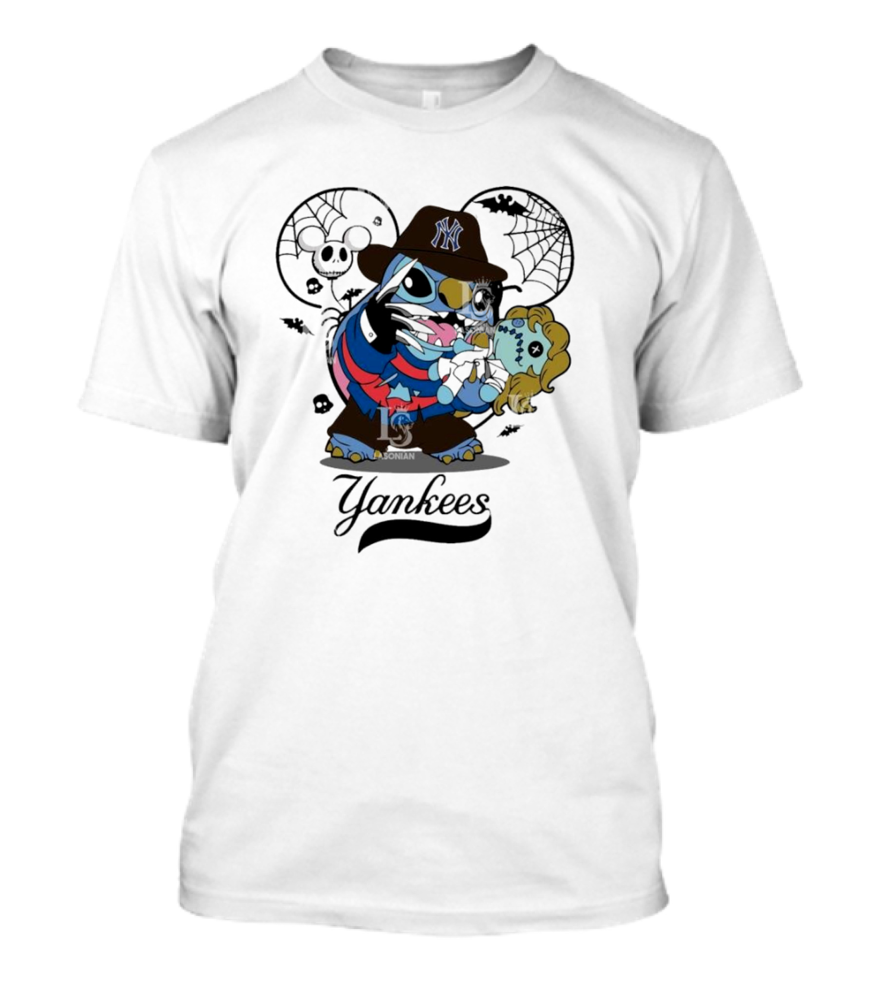 Yankees Halloween Stitch Freddy Krueger Crossover T-Shirt