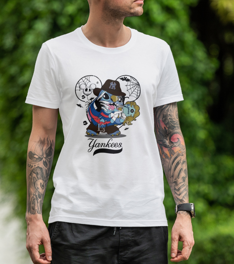 Yankees Halloween Stitch Freddy Krueger Crossover T-Shirt