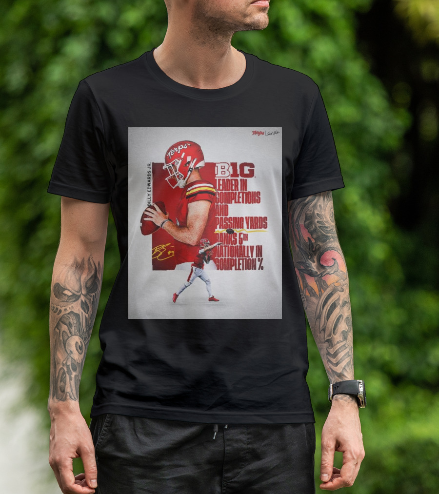 Billy Edwards Jr. Maryland Terrapins B1G Leader In Completions And Passing Yards Ranks 6th Nationally In Completion Percentage T-Shirt