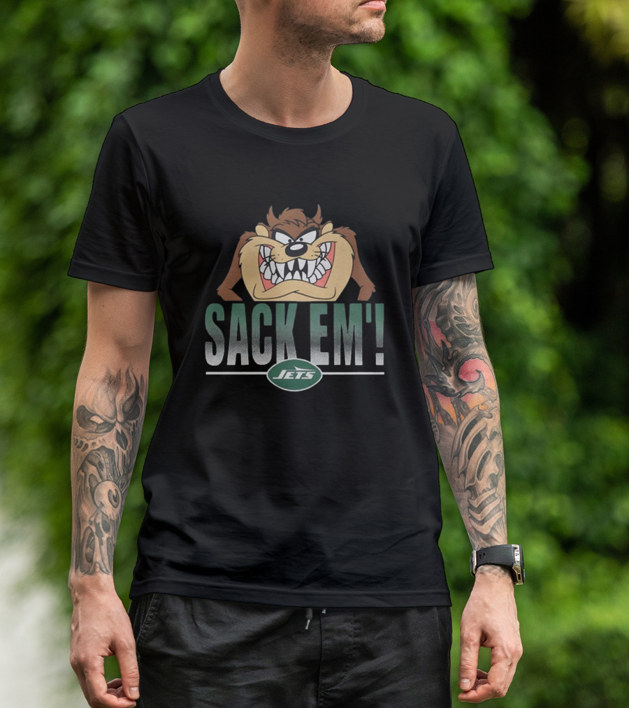 Looney Tunes Taz Sack Em New York Jets NFL T-Shirt