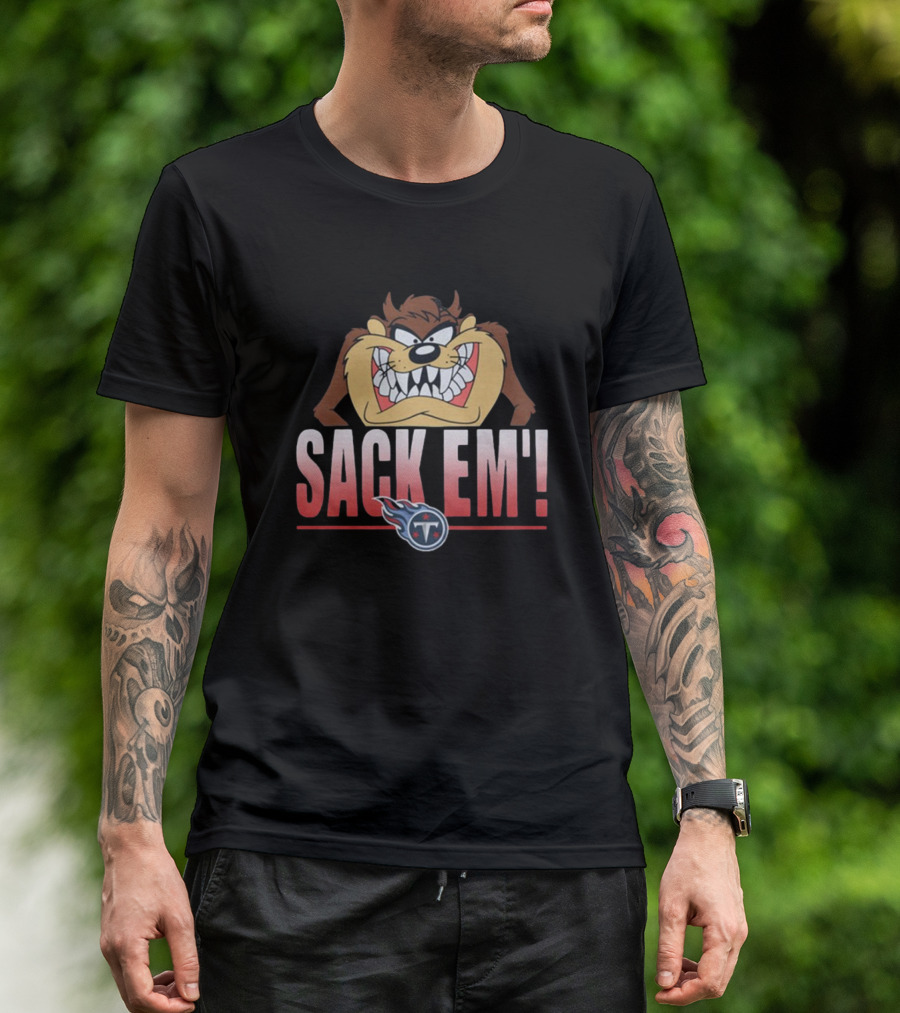 Looney Tunes Taz Sack Em Tennessee Titans NFL T-Shirt