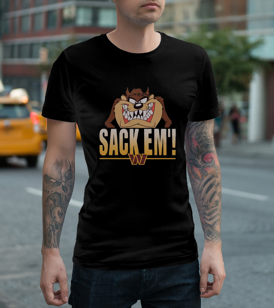 Looney Tunes Taz Sack Em’ Washington Commanders NFL T-Shirt