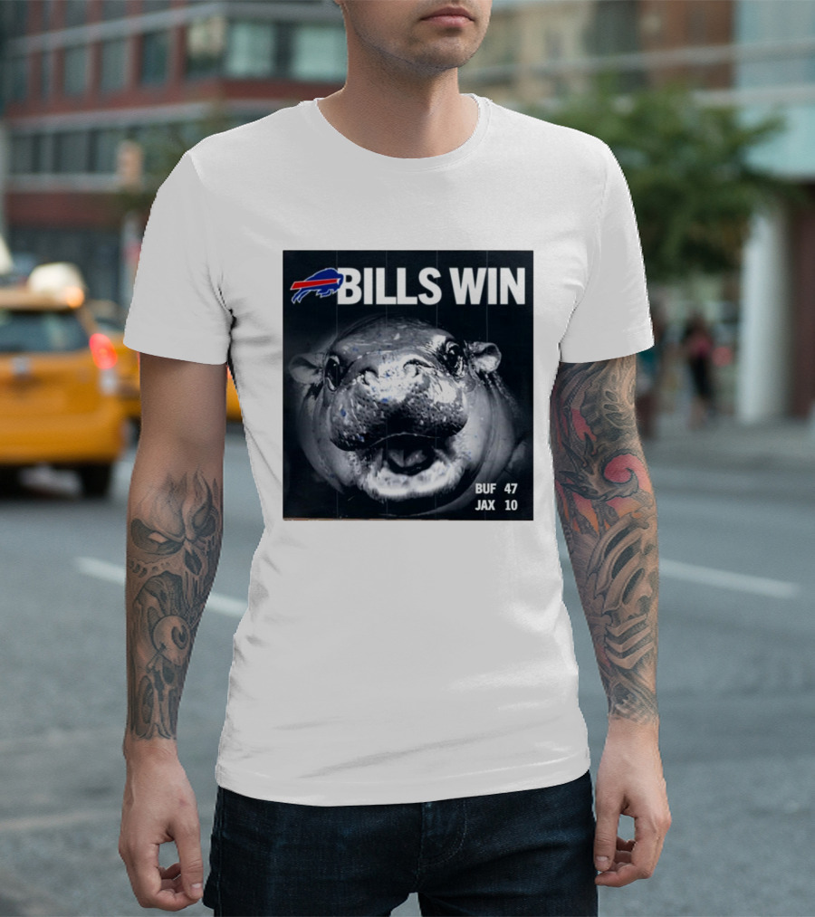 BILLS WIN Buffalo Bills Mafia GoBills Moodeng BUF 47 JAX 10 T-Shirt