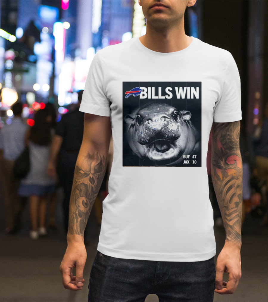 BILLS WIN Buffalo Bills Mafia GoBills Moodeng BUF 47 JAX 10 T-Shirt