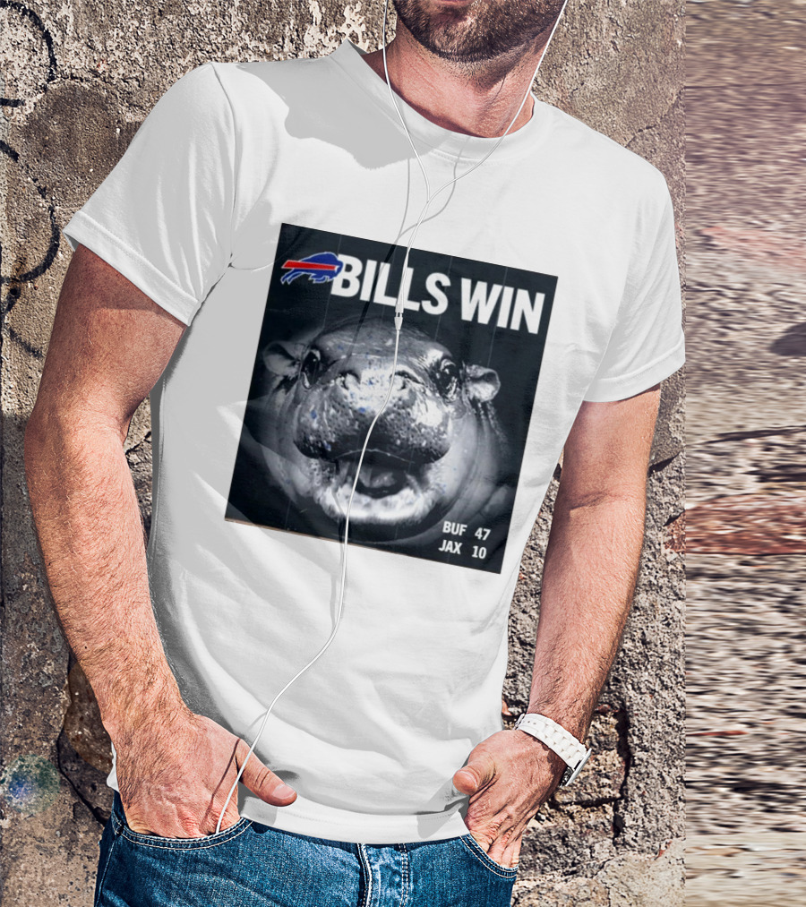 BILLS WIN Buffalo Bills Mafia GoBills Moodeng BUF 47 JAX 10 T-Shirt