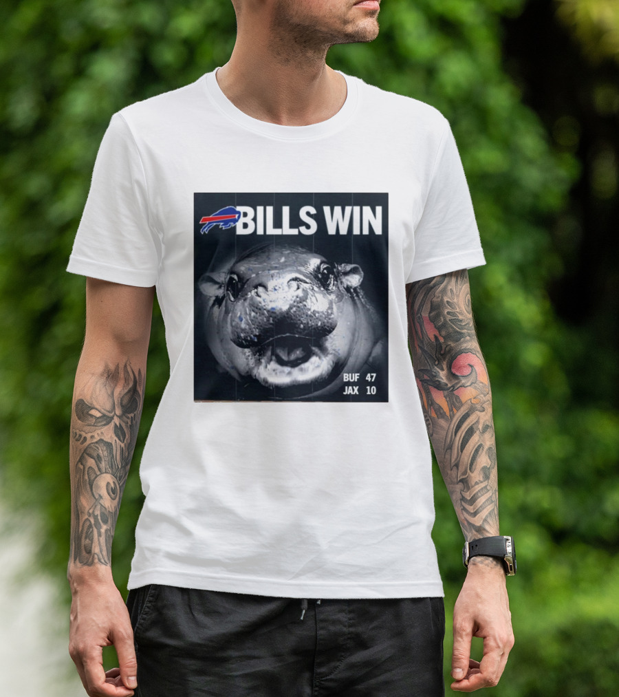 BILLS WIN Buffalo Bills Mafia GoBills Moodeng BUF 47 JAX 10 T-Shirt