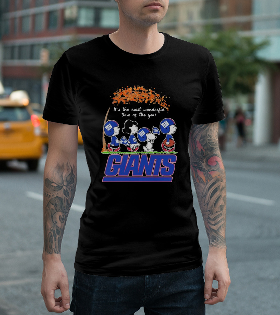 Peanuts Characters New York Giants Most Wonderful Time Of The Year Giants T-Shirt