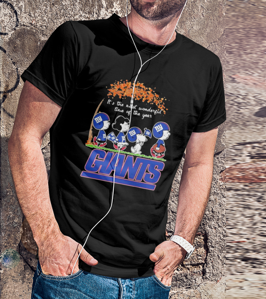 Peanuts Characters New York Giants Most Wonderful Time Of The Year Giants T-Shirt