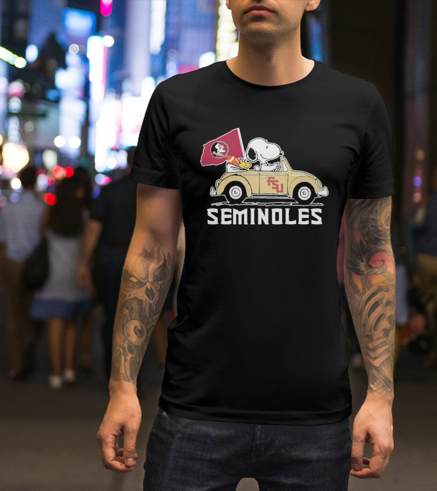 Peanuts Snoopy And Woodstock Florida State Seminoles FSU Car Seminoles T-Shirt